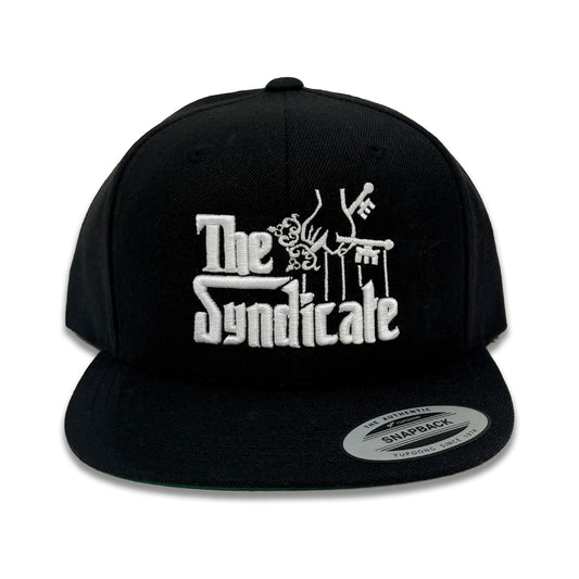 Black snapback hat with 'The Syndicate' logo in white on the front. God Father Style