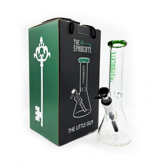 Don't underestimate "The Little Guy", a 10" solid glass beaker, this bong is perfect for travel and convenience while still packing a solid punch. Bong also comes with Customized Cary Box With Foam Inserts and Handles. Available in Pink, Green, Blue, Grey, & Black.