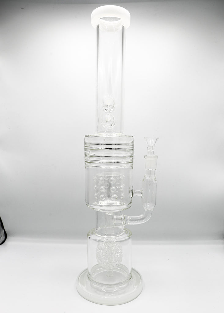Glass Double Chamber Multi Perk Water Piece - WP - 20" - 14mm Stem