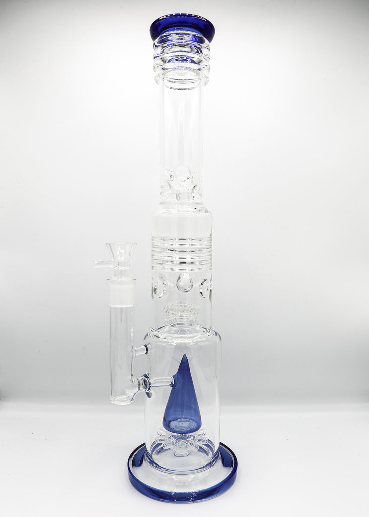 Glass Double Chamber Multi Perk Triangle Water Piece - WP - 20" - 18mm Stem